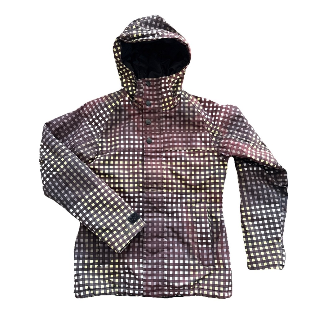 Burton Snowboard Jacket Women S DRYRIDE Insulated Hooded Ski Plaid Powder Skirt